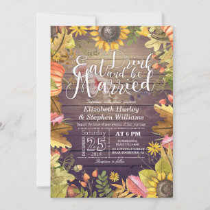 Eleganter EAT Drink & Be Verheiratet Hochzeiten Ei Einladung