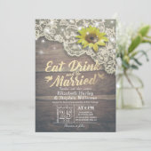 Eleganter EAT Drink & Be Verheiratet Hochzeiten Ei Einladung (Stehend Vorderseite)