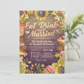 Eleganter EAT Drink & Be Verheiratet Hochzeiten Ei Einladung (Stehend Vorderseite)