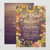 Eleganter EAT Drink & Be Verheiratet Hochzeiten Ei Einladung (Vorne/Hinten)