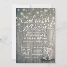 Eleganter EAT Drink & Be Verheiratet Hochzeiten Ei Einladung