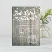 Eleganter EAT Drink & Be Verheiratet Hochzeiten Ei Einladung (Stehend Vorderseite)