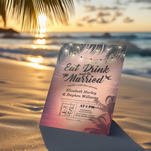 Eleganter EAT Drink & Be Verheiratet Hochzeiten Ei Einladung