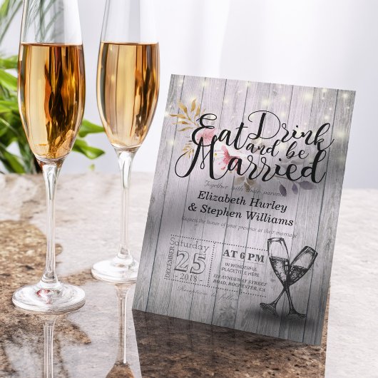 Eleganter EAT Drink & Be Verheiratet Hochzeiten Ei Einladung
