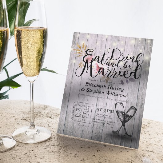 Eleganter EAT Drink & Be Verheiratet Hochzeiten Ei Einladung