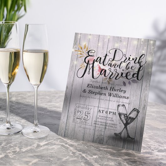 Eleganter EAT Drink & Be Verheiratet Hochzeiten Ei Einladung