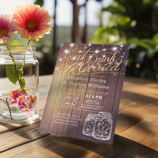 Eleganter EAT Drink & Be Verheiratet Hochzeiten Ei Einladung