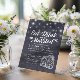 Eleganter EAT Drink & Be Verheiratet Hochzeiten Ei Einladung