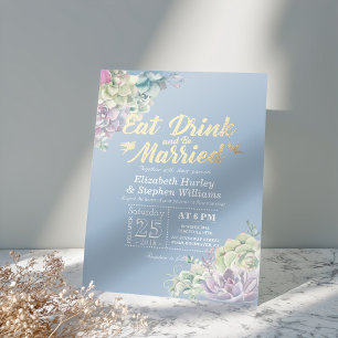Eleganter EAT Drink & Be Verheiratet Hochzeiten Ei Einladung