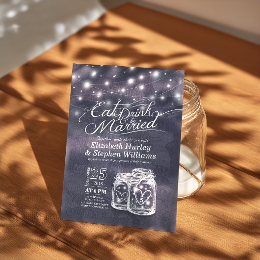 Eleganter EAT Drink & Be Verheiratet Hochzeiten Ei Einladung