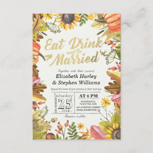 Eleganter EAT Drink & Be Verheiratet Hochzeiten Ei Einladung