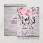 Eleganter EAT Drink & Be Verheiratet Hochzeiten Ei Einladung (Vorne/Hinten)