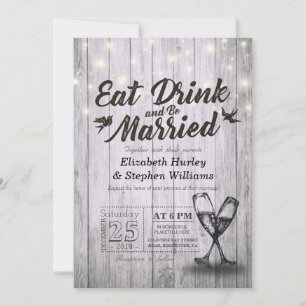 Eleganter EAT Drink & Be Verheiratet Hochzeiten Ei Einladung
