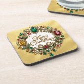 Eleganter Edelstein-Gold-Weihnachtskranz Getränkeuntersetzer (Linke Seite)