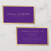 Eleganter, edler, goldfarbener, lila Minimalist Visitenkarte (Vorne/Hinten)