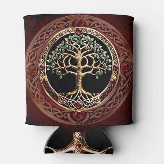 Eleganter edler Lebensbaum mit keltischem Knoten. Dosenkühler (Rückseite)