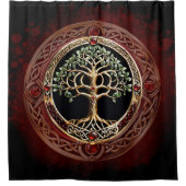 Eleganter edler Lebensbaum mit keltischem Knoten. Duschvorhang (Vorderseite)