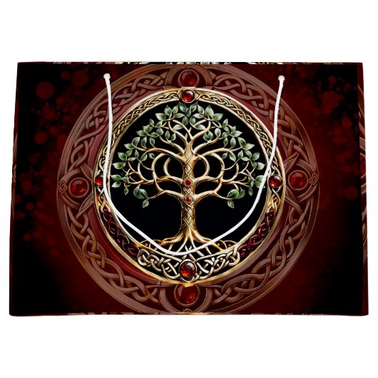 Eleganter edler Lebensbaum mit keltischem Knoten. Große Geschenktüte (Vorderseite)