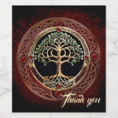 Eleganter edler Lebensbaum mit keltischem Knoten. Weinetikett (Einzelnes Label)