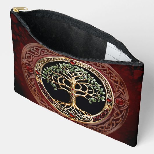 Eleganter edler Lebensbaum mit keltischem Knoten. Zubehörtasche (Offen)