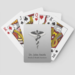 Eleganter edler medizinischer Caduceus Schwarz Wei Spielkarten