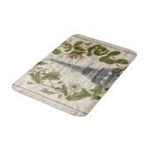 Eleganter Efeu-Blätter mit eiffelfarbenem Turm Badematte (Schrägansicht)