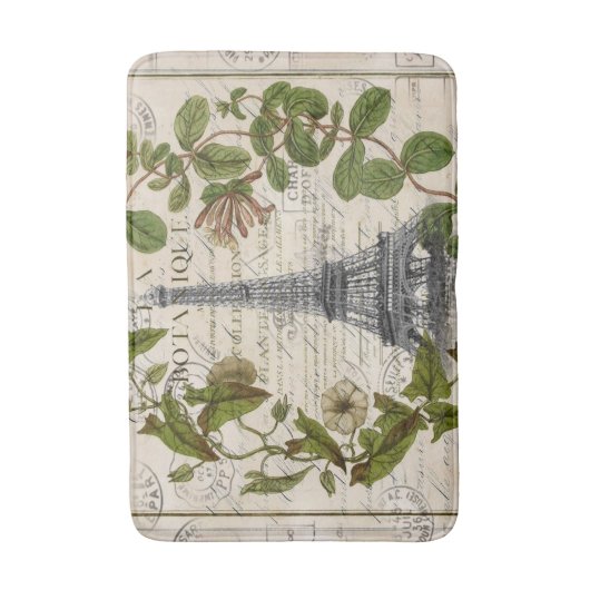 Eleganter Efeu-Blätter mit eiffelfarbenem Turm Badematte (Vorderseite Vertikal)