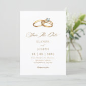 Eleganter Ehering Save The Date (Stehend Vorderseite)
