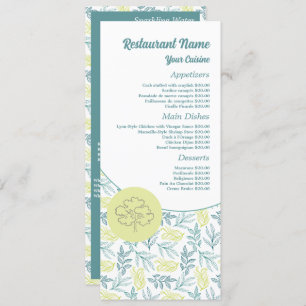 Eleganter Eichenwald, Restaurant Slimline Menükarte