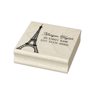 Eleganter Eiffelturm #2 Zeichnungsname Rücksendead Gummistempel