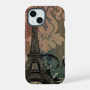 eleganter Eiffelturm floral vintage Paris iPhone 15 Hülle