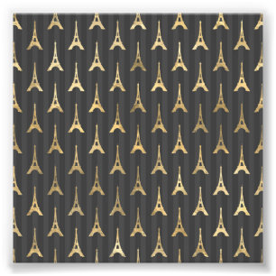 Eleganter Eiffelturm Frankreich Gelb Schwarz Verti Fotodruck