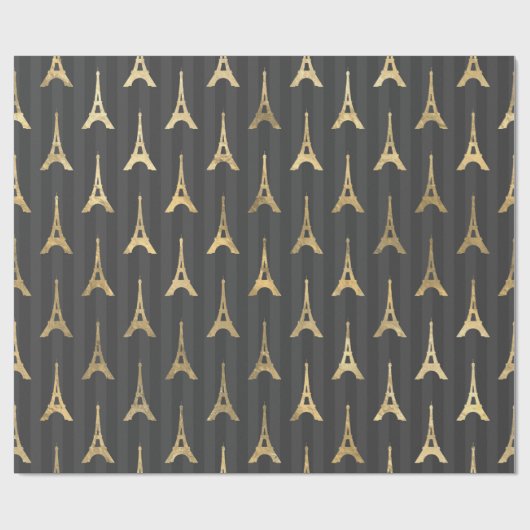 Eleganter Eiffelturm Frankreich Gelb Schwarz Verti Geschenkpapier (Flach)