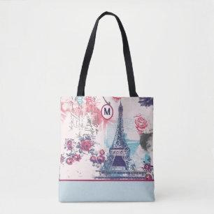 Eleganter Eiffelturm Paris und Rote Rosen Tote Tas Tasche