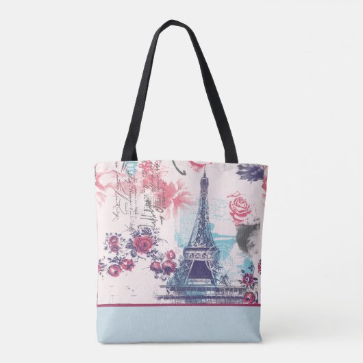 Eleganter Eiffelturm Paris und Rote Rosen Tote Tas Tasche (Rückseite)