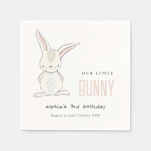 Eleganter Einfach Niedlich Pink Blush Hübscher Kin Serviette (Vorderseite)