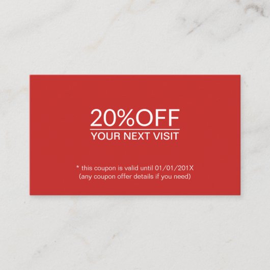 Eleganter Einfache Red White Beauty Salon Coupon (Vorderseite)