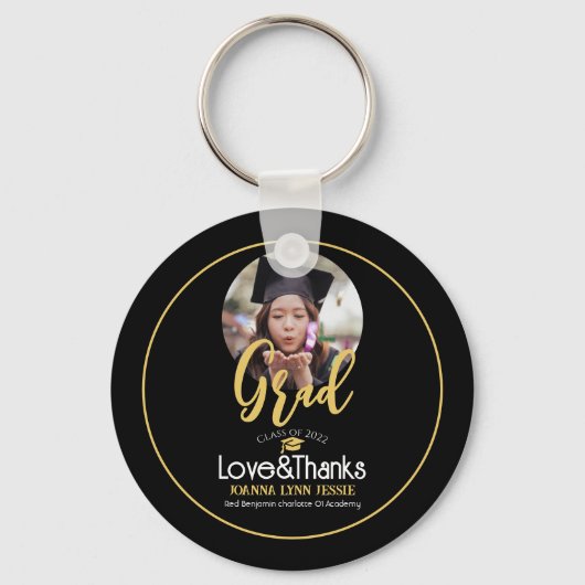 Eleganter einfacher Abschluss Gold Cap Danke Scrip Schlüsselanhänger (Vorderseite)