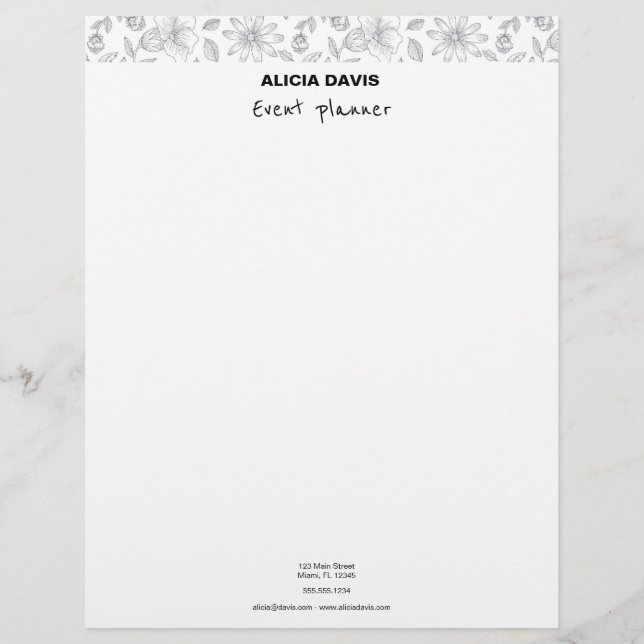 Eleganter einfacher Blume Kraft Hintergrund Briefbogen (Vorderseite)