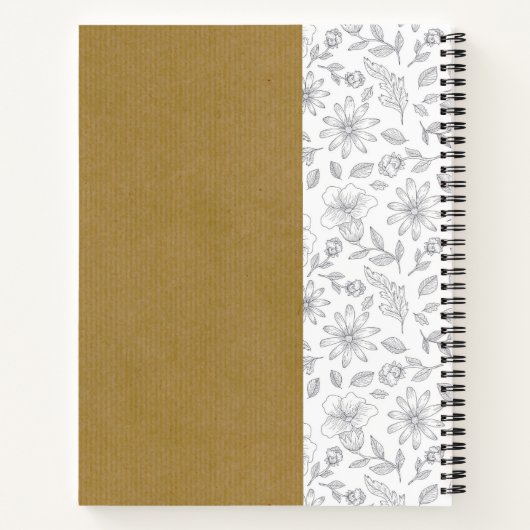 Eleganter einfacher Blume Kraft Hintergrund Notizblock (Rückseite)