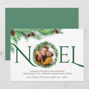 Eleganter einfacher botanischer Kiefernkranz NOEL Feiertagskarte