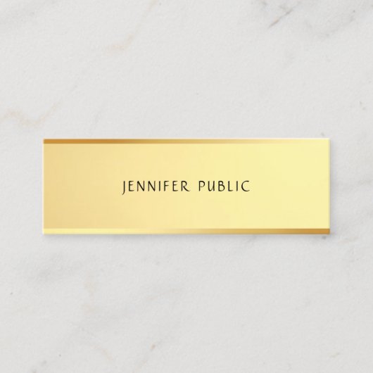 Eleganter, einfacher Design-Glamour Gold Template Mini Visitenkarte (Vorderseite)