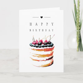 Eleganter einfacher Geburtstagskuchen mit Fruchtka Karte