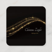 Eleganter, einfacher Gold Glitzer Moderner Schwarz Quadratische Visitenkarte (Vorderseite)