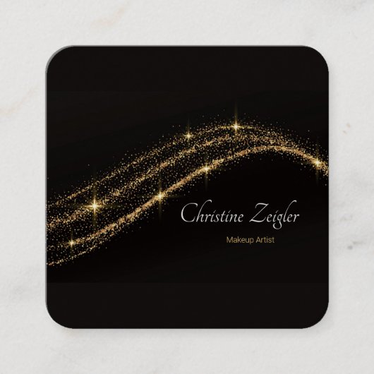 Eleganter, einfacher Gold Glitzer Moderner Schwarz Quadratische Visitenkarte (Vorderseite)