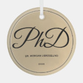 Eleganter einfacher Gold PhD-Abschluss Ornament Aus Glas (Vorderseite)