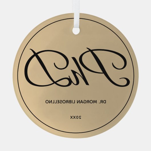 Eleganter einfacher Gold PhD-Abschluss Ornament Aus Glas (Rückseite)