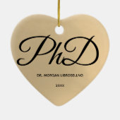 Eleganter einfacher Gold PhD Name Abschluss Keramik Ornament (Hinten)