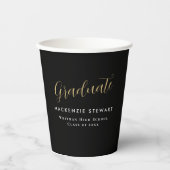 Eleganter, einfacher Gold Script-Abschluss Black Pappbecher (Vorderseite)