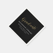 Eleganter, einfacher Gold Script-Abschluss Black Serviette (Ecke)